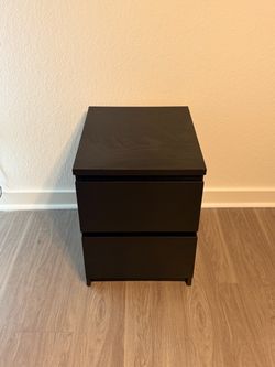 2-Drawer Nightstand Wood Black