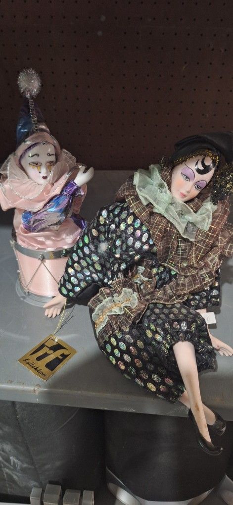 Harlequin Porcelain Jester Dolls