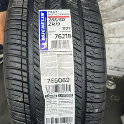 265/50/19. MICHELIN TIRES. PILOT SPORT. AS 4