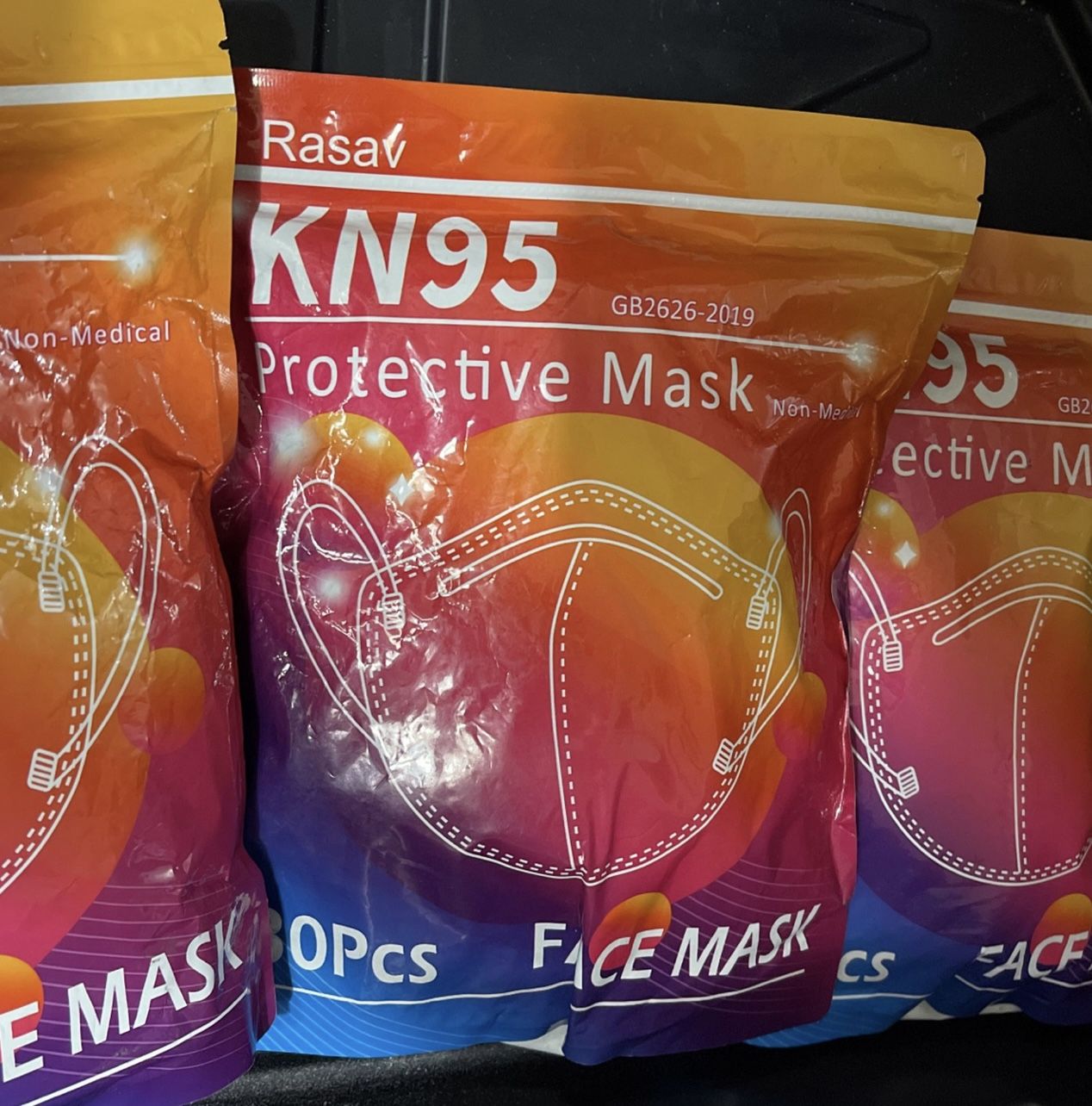 KN 95 Masks 30 PCs/ Face Masks/ 10 Gray, 10 Black and10 White Masks Per Bag