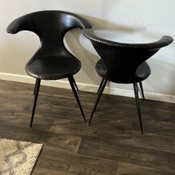 2 Leather Black Chairs 