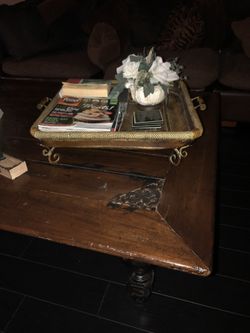 Metal table decor tray .
