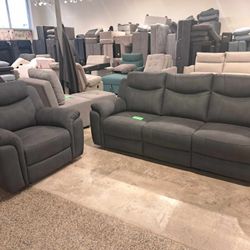 Grey Power Sofa And Chair