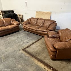Genuine Leather Living Room Set - Sofa - Love Seat - Chair - Comfy - Sealy Brand Delivery Available