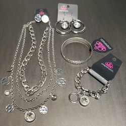 Paparazzi Accessories  Sliver and White Rhinestones 