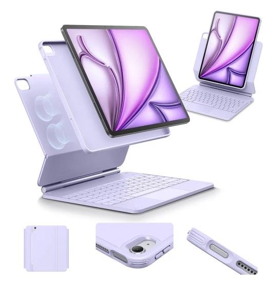 13 Inch Case Keyboard (M3/M2, 2025/2024), Easy-Set Magnetic Stand, Portrait/