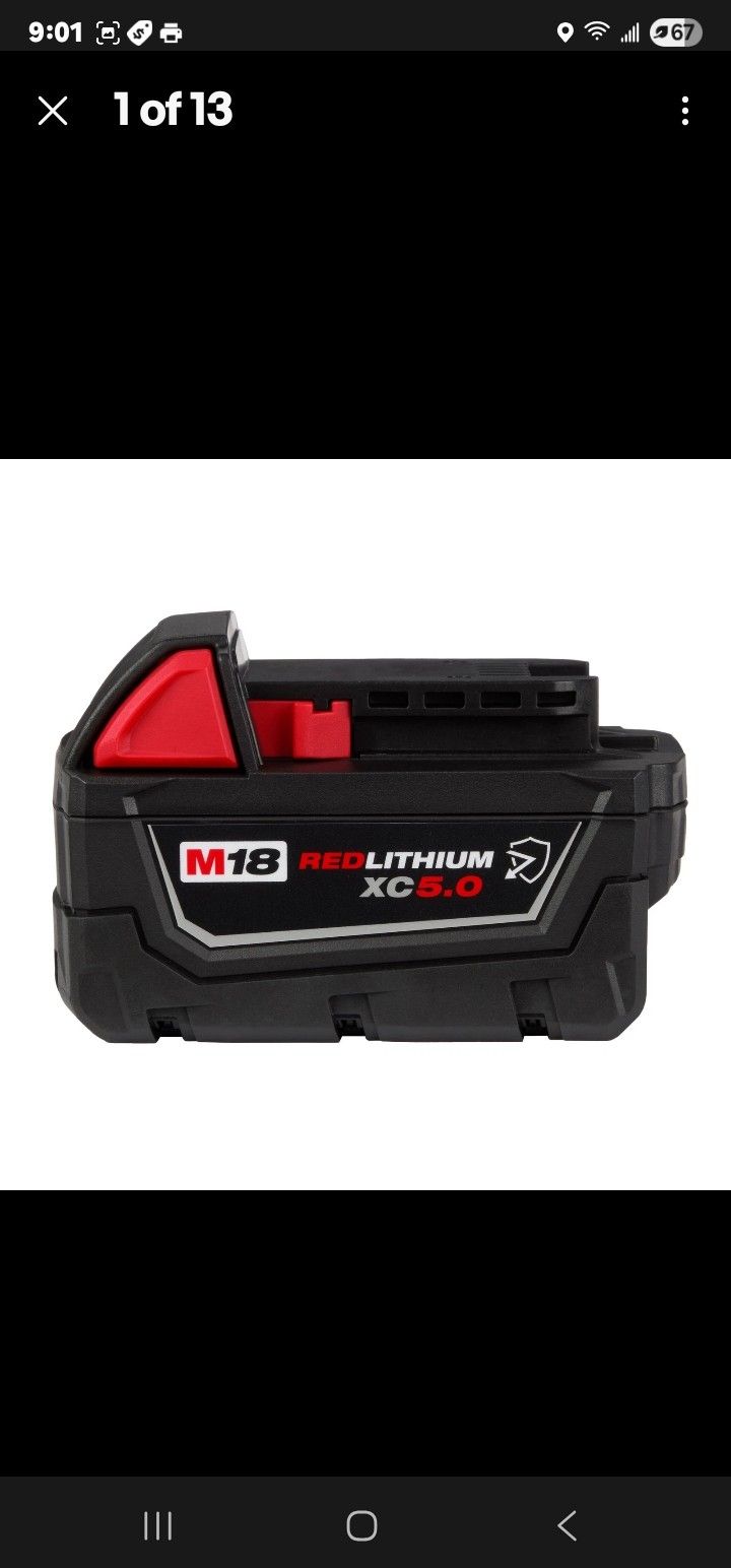 Milwaukee® M18 REDLITHIUM(tm) XC5.0 Resistant Battery, Model# 48-11-1850R