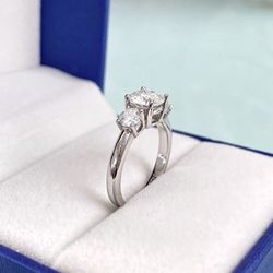 NEW! 2CTW. Round Brilliant (3) Stone Genuine Moissanite Diamond Promise Ring, Please See Details 🌹