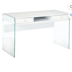 Glossy white glass desk 