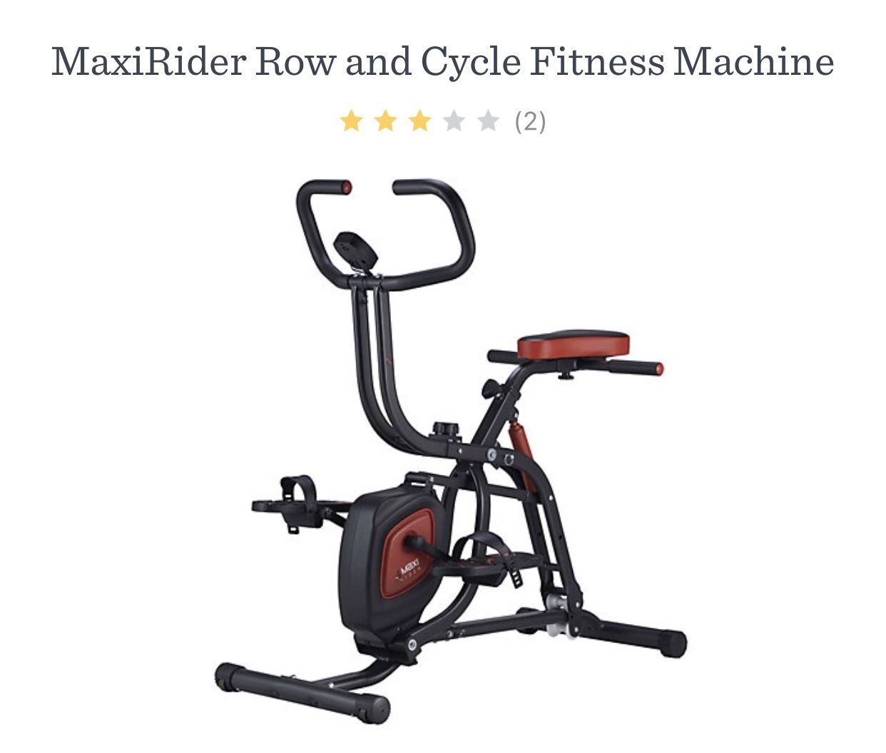 Max Rider Row and Cycle Fitness Machine Brand New!