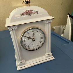 Vintage Porcelain Mantel Clock with Floral Design