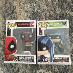 Funko Pop DeadPool (Super Hero) + Batman as Ebenezer Scrooge Lot of 2 (message for individual)