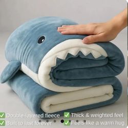 Adult Size Sharkie Comfy Blanket - Blue