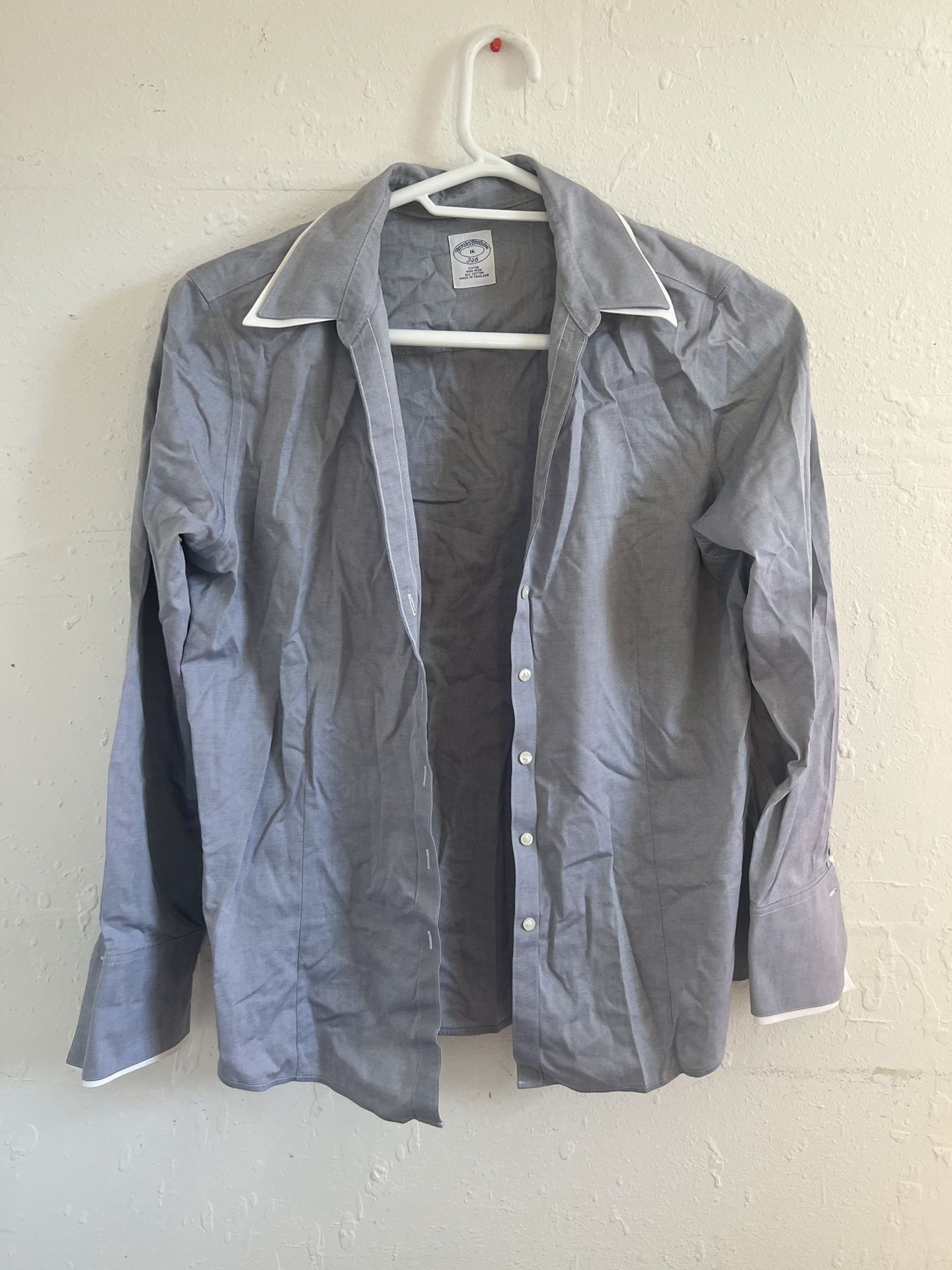 BROOKS BROTHERS blue pin Button Down Tailored Women Size 16