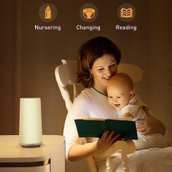 Touch Lamp, Dimmable Bedside Table Lamp, 24 Soothing Sounds Machine with Night Light, Timer & Memory Function, Eye Caring