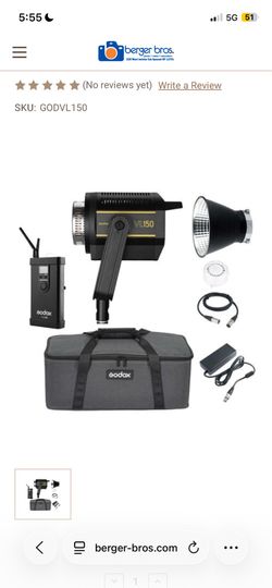 Godox VL150 150W LED Video Light Kit with LS-96HABI Heavy-Duty Air-Cushioned Light Stand