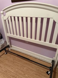 White solid wood bedroom set and mattress