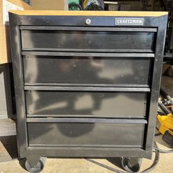 Craftsman 4-Drawer Rolling Tool Chest w/ Custom Wood Top – Locking + Wheels