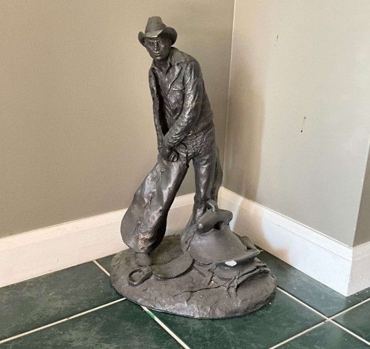 Michael Garman cowboy statue 16" tall has Some Defects