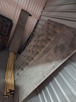 Tufted gray queen bed