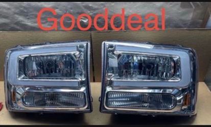 Oh212 Fit 99-04 Ford F250 F350 F450 LED White Bar Headlight Lights Lamp Pair