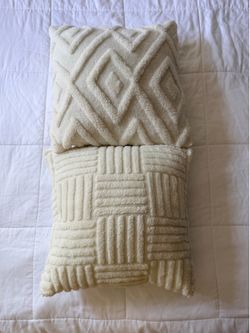 2 Faux Fur Geometric Throw Pillows - includes inserts