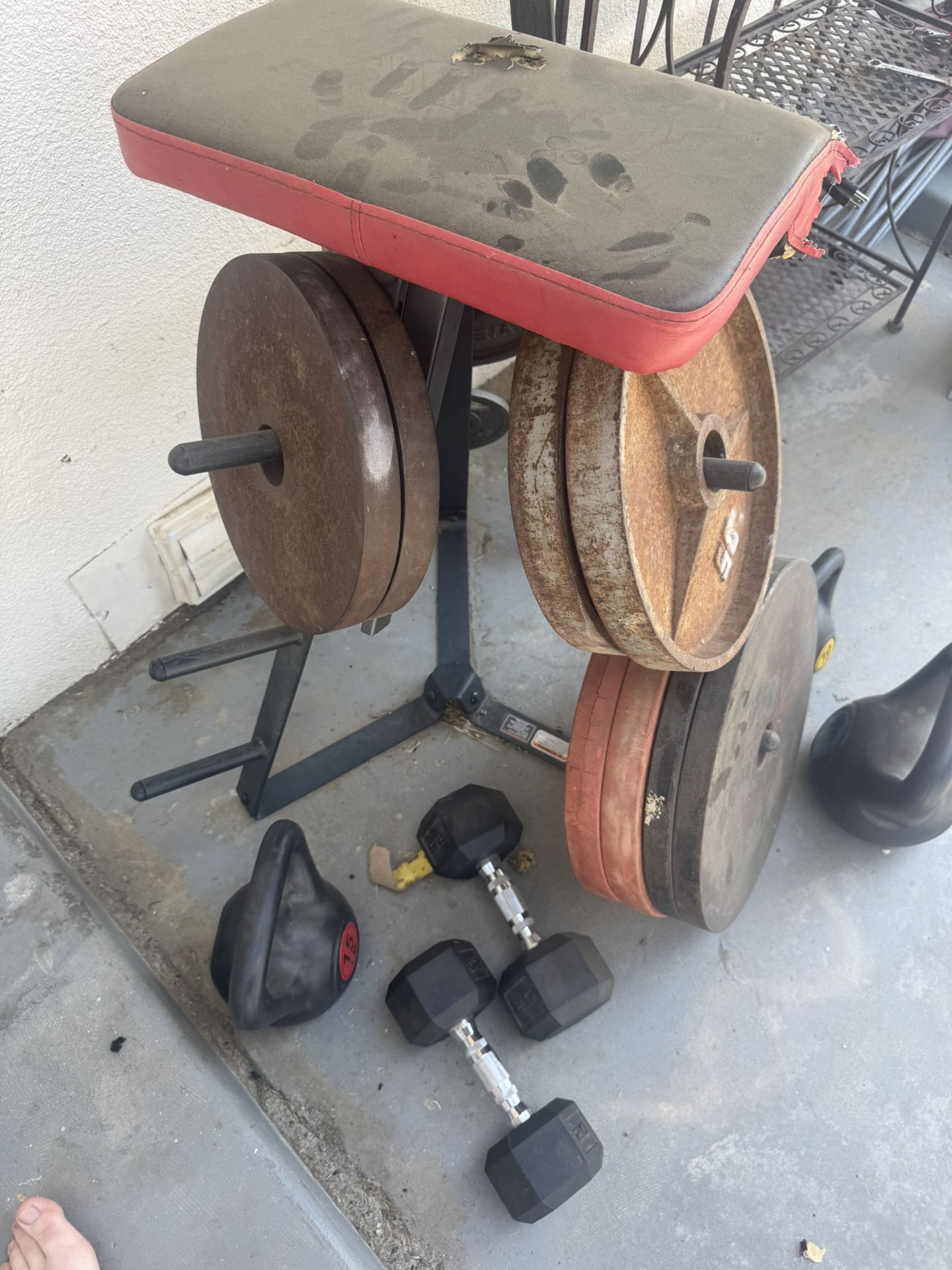 Full Weight Set With 45 Pound Barbell.