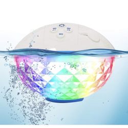Floating Pool Speaker with Colorful Lights, Wireless Pool Speaker Bluetooth