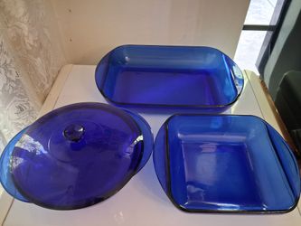 Blue Casserole Dish 4 piece Set Anchor Hocking
