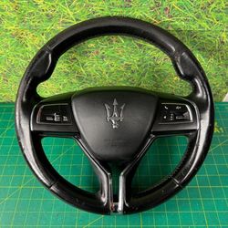 14-17 Maserati Ghibli Steering Wheel Black w/ Control Switch OEM