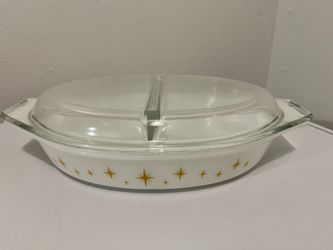Vintage 1950s Pyrex Starburst Divided Serving Dish with Lid