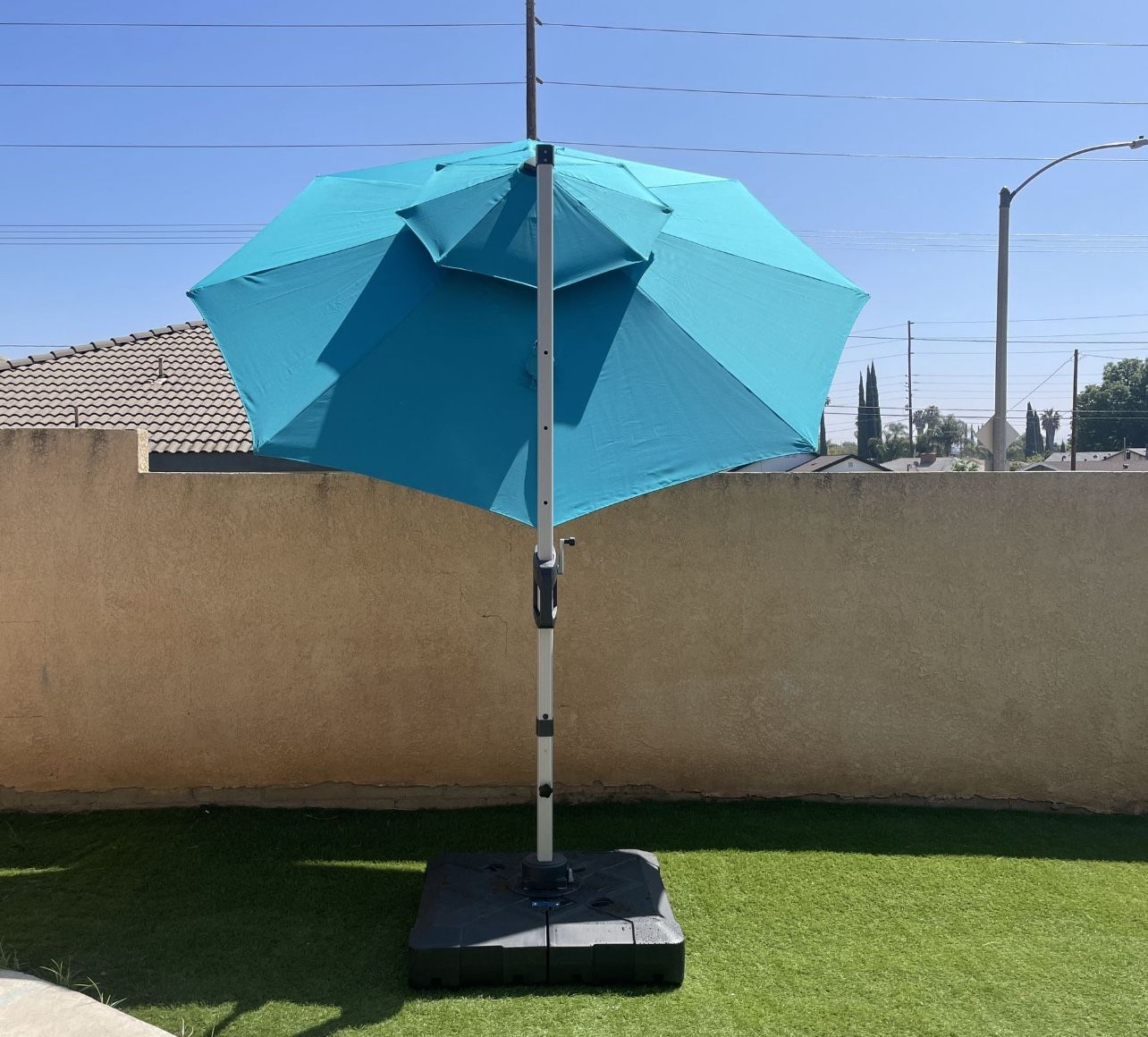 10 ft turquoise patio umbrella 10ft Transform your outdoor living space with the 15x9ft Double Choco Moon 10ft Market Patio