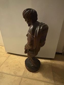 Hand-Carved Wooden Figure Sculpture