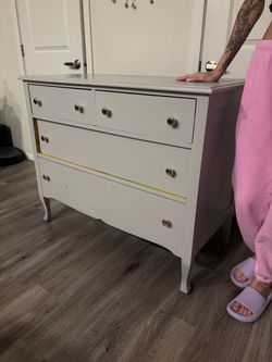 Cute Vintage Gray Dresser w/ Gold Hardware – $85 OBO