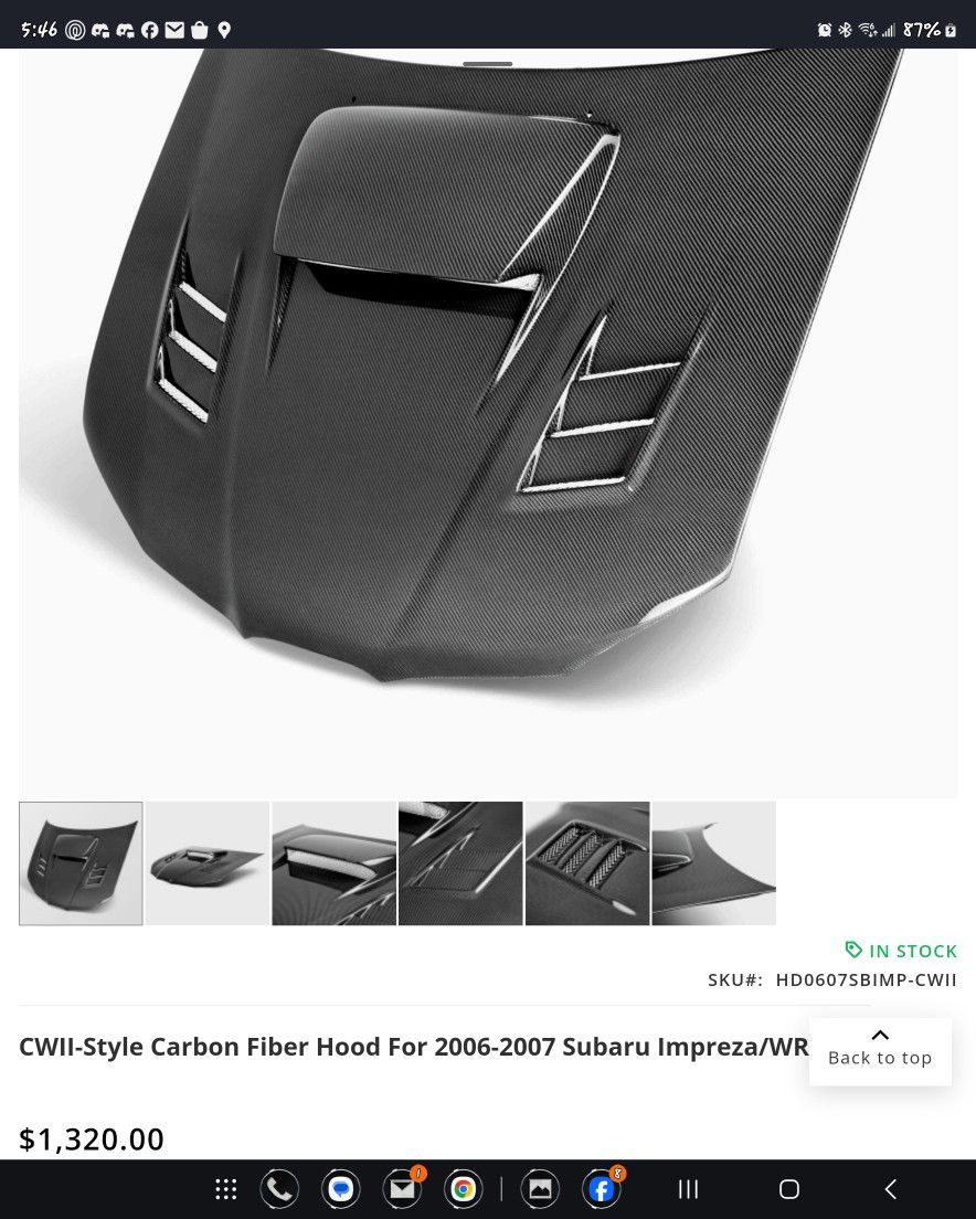 2007 Wrx SEIBON Carbon Fiber Hood