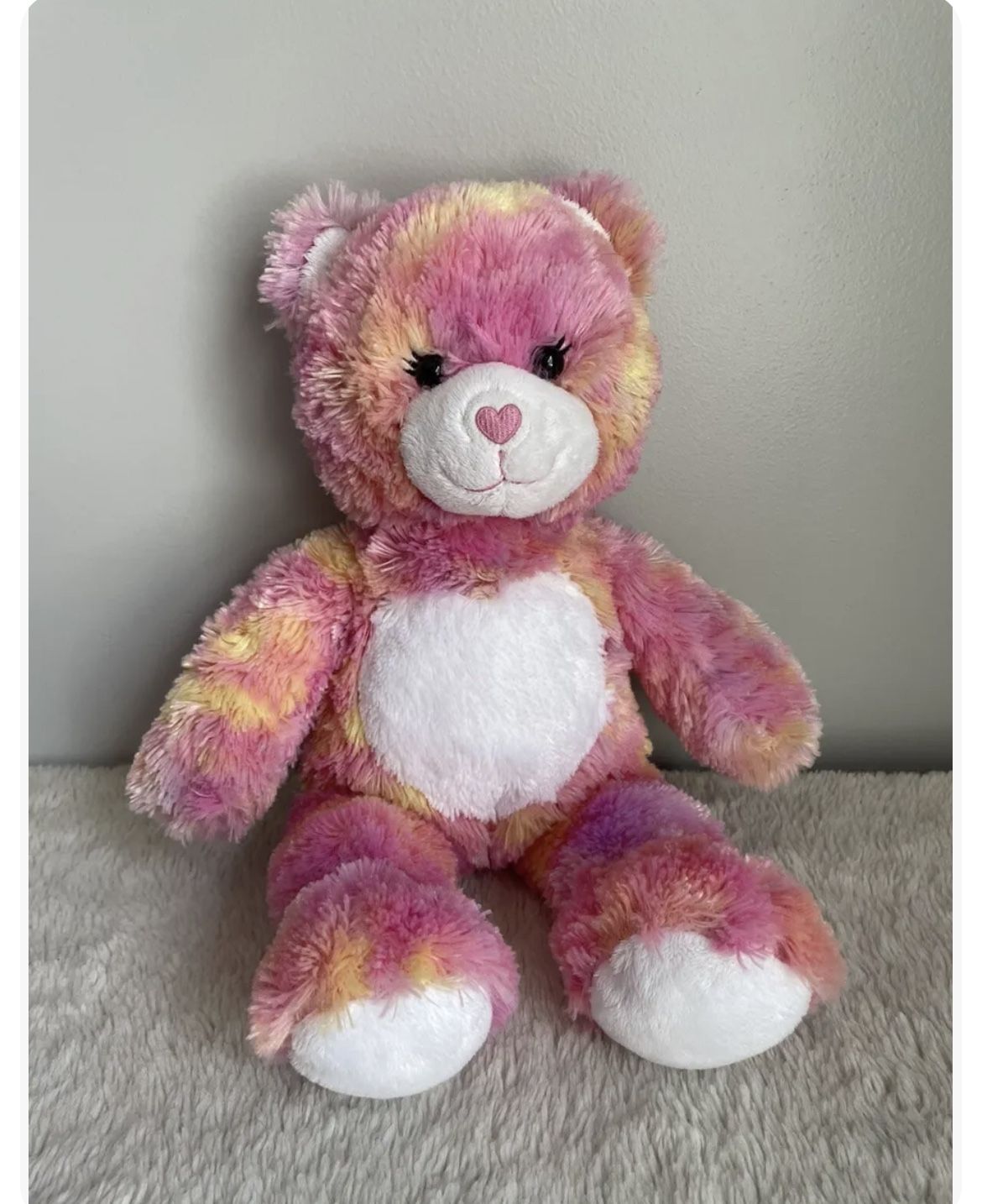 Build A Bear Workshop Endless Hugs Teddy Bear Pink & Orange Tie Dye Plush 16"