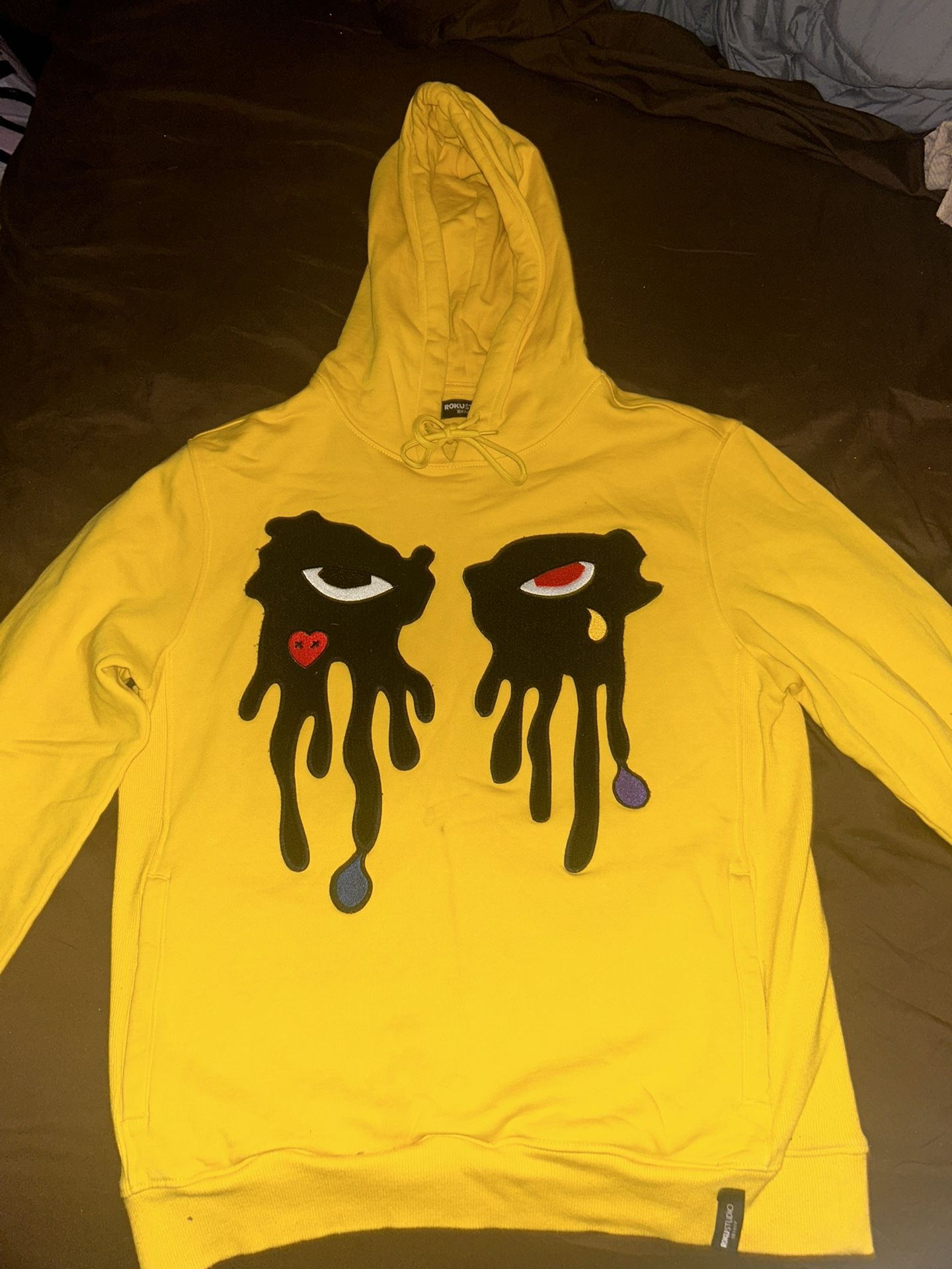 Yellow Roku Studio Tear Drippin Hoodie (Medium)
