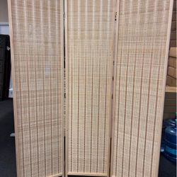 3 Panels room Divider Bamboo Insert Natural