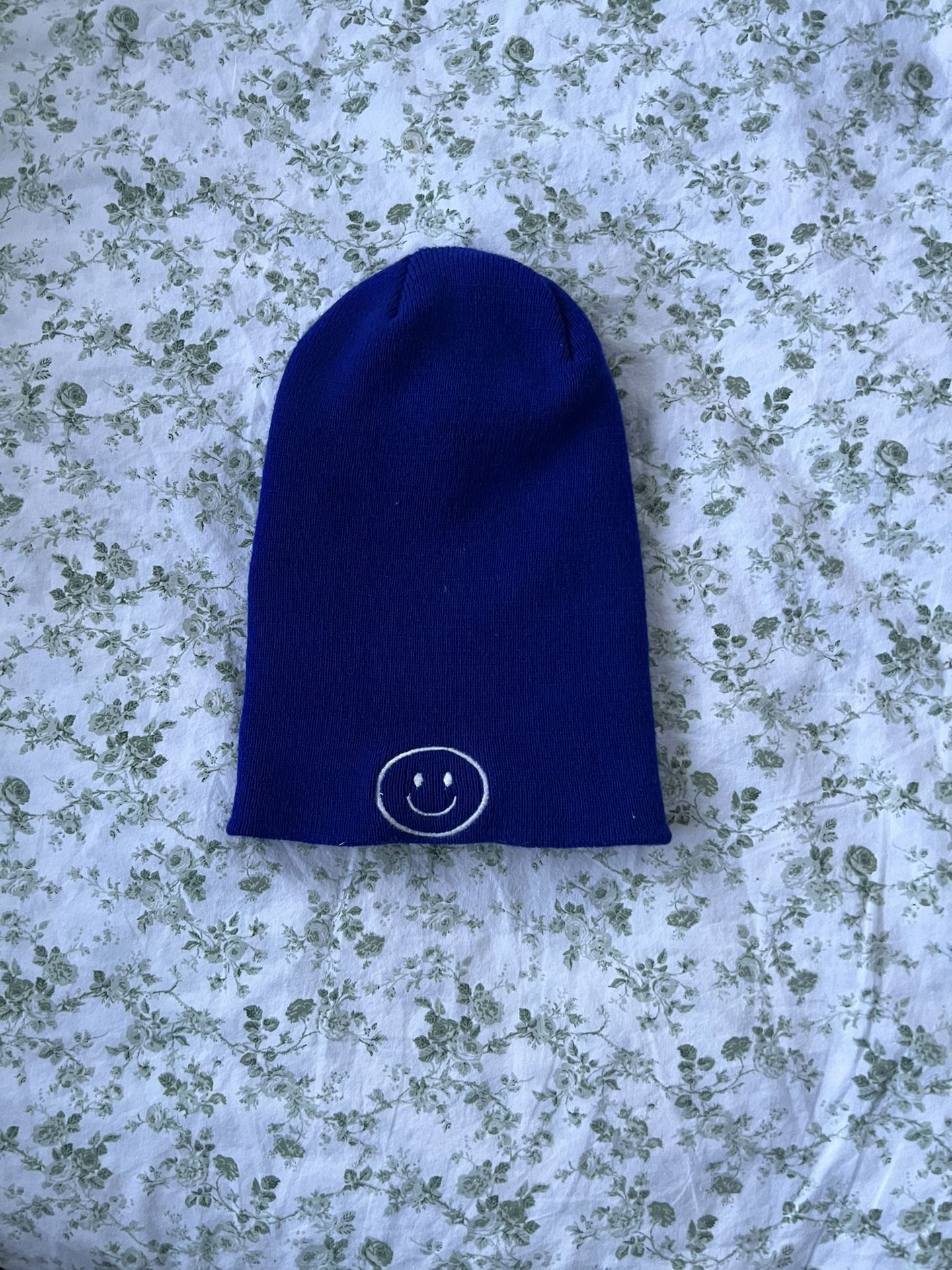 Royal Blue Beanie With Smiley Face 