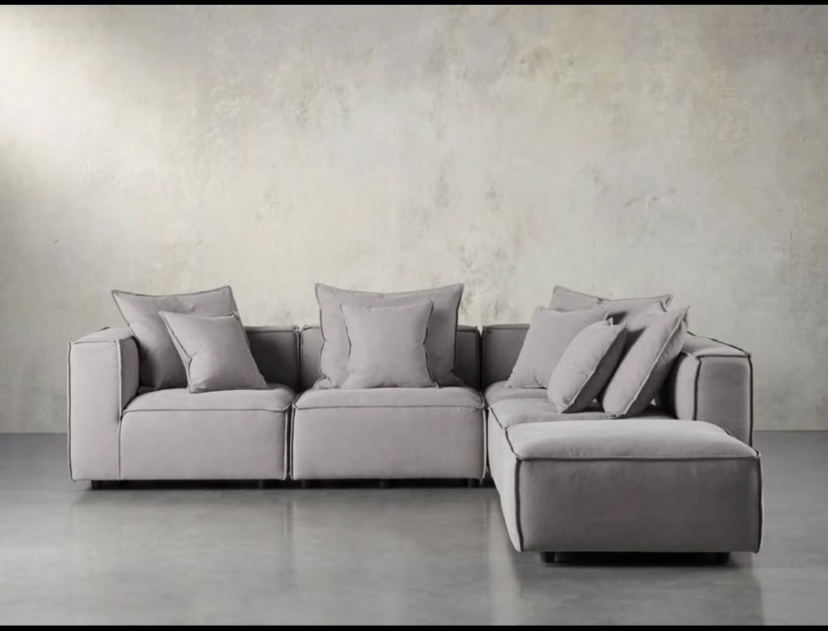 Coburn Five Piece Sectional Grey Sofa Arhaus