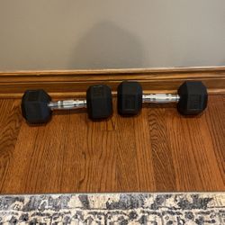 1 set (2) 20 LB Pound Dumbbells Rubber Hex Weights - New