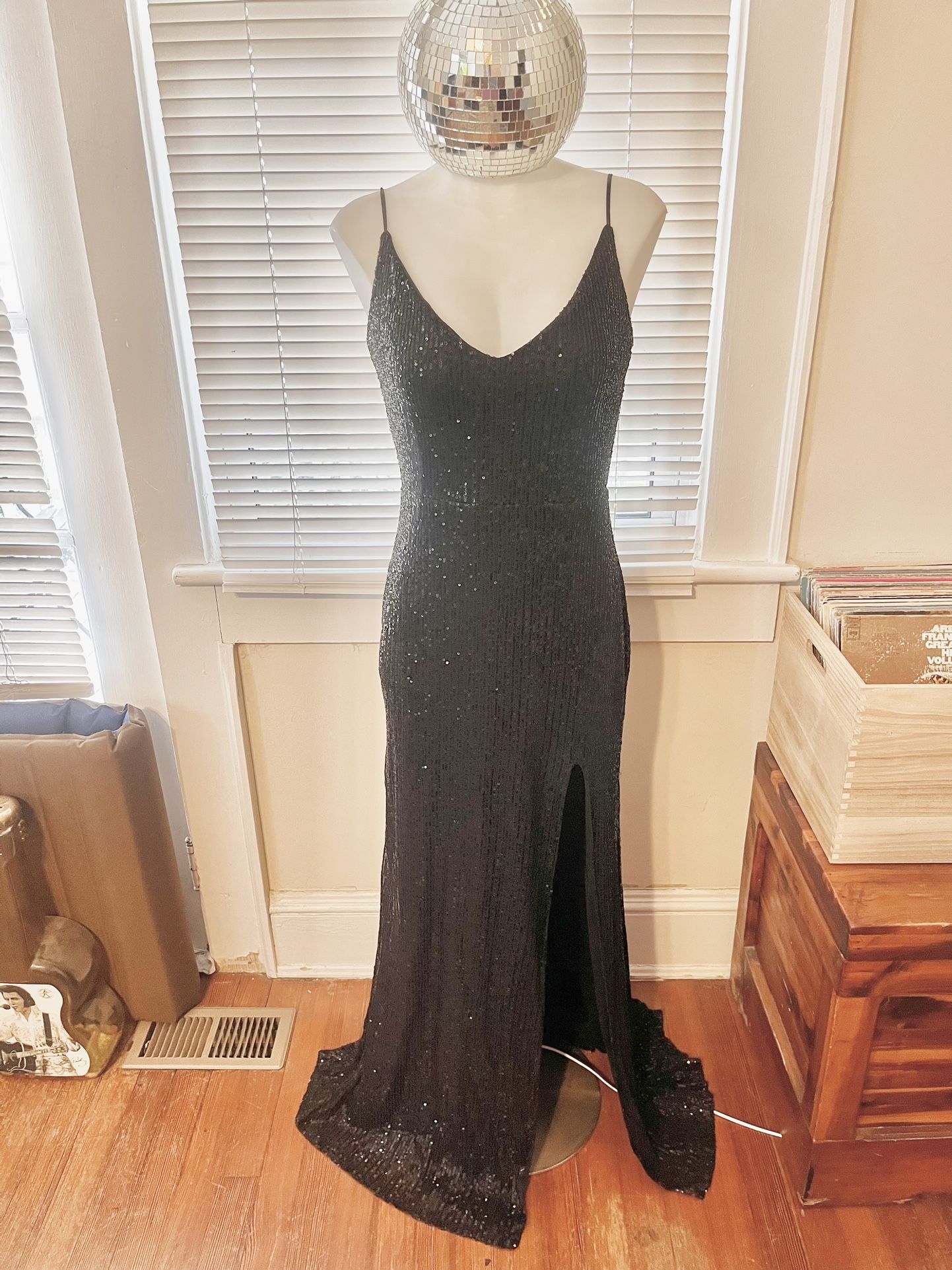 Black Sequin Prom Formal Dress