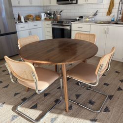 Dining Chairs – Set of 2 – Chrome & Neutral Fabric ( 4 Available)