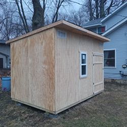 SHED 8X12 WITH LOFT, BENCH, SHELF METAL ROOF OR SHINGLES