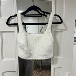 Women’s Fluffy White Tank Top Size Small 