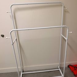 Rolling Double Clothing Rack with Wheels