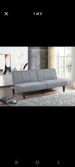 Mainstays 66" Studio Futon, Gray Linen Upholstery