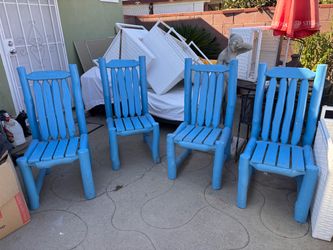 Set of 4 Blue Wooden Chairs