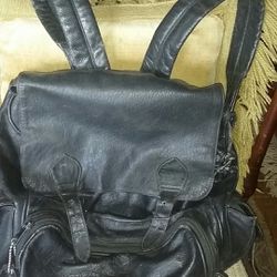 Vintage Black Leather Backpack