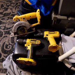 DeWalt Saw 2 Drills.And https://offerup.com/redirect/?o=Q2hhcmdlci5Obw== Battery.